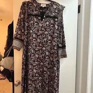 Cleobella Black and Burgundy Floral Dress